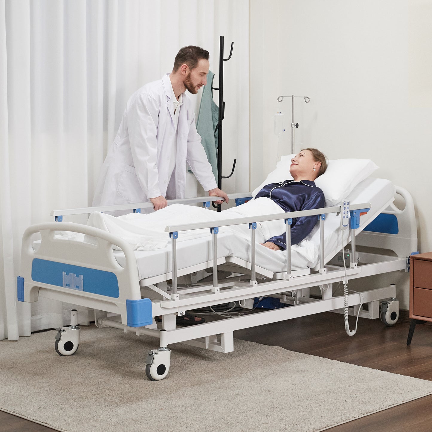 Three-function hospital bed