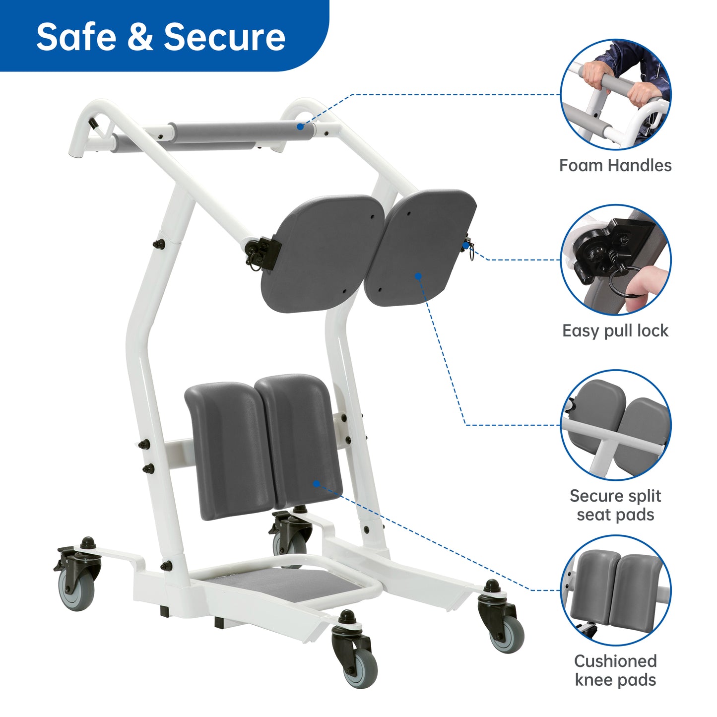 Stand Assist Patient Transport Unit, Patient Lift for Home Care Use, Medical Equipment Lift Assist