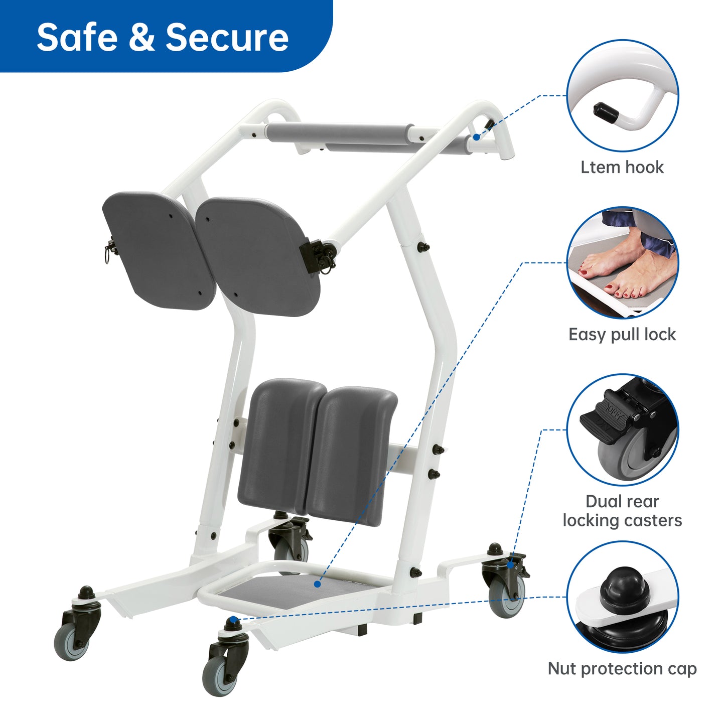 Stand Assist Patient Transport Unit, Patient Lift for Home Care Use, Medical Equipment Lift Assist